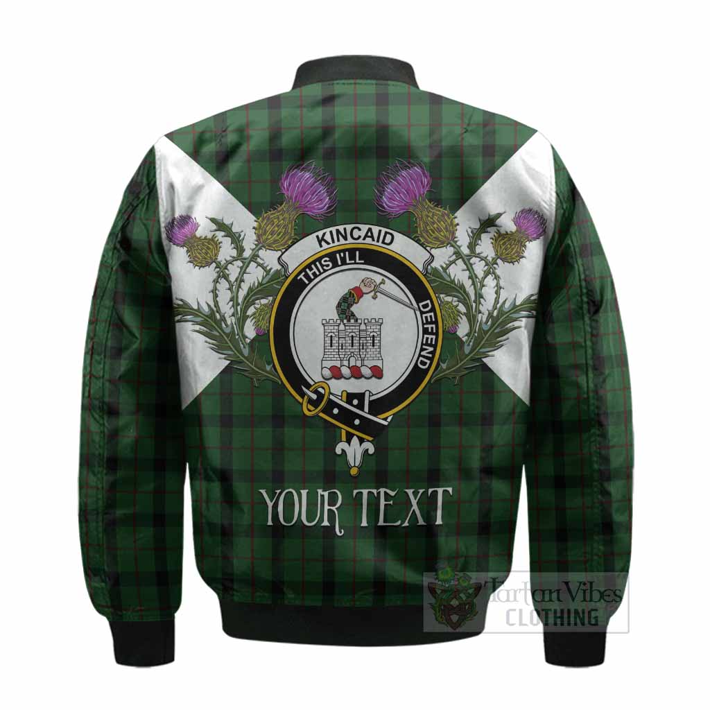 Kincaid Tartan Family Crest Bomber Jacket Scottish Burns Night Thistle Floral