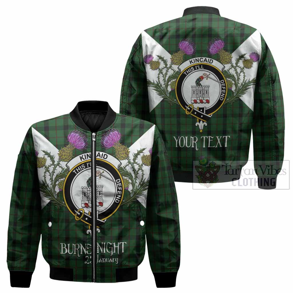 Kincaid Tartan Family Crest Bomber Jacket Scottish Burns Night Thistle Floral