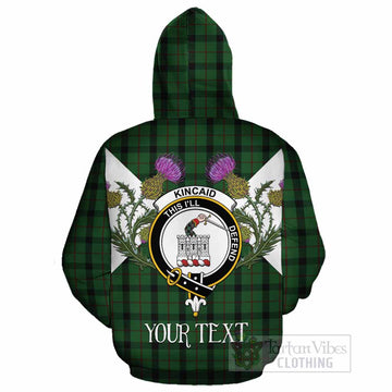 Kincaid Tartan Family Crest Cotton Hoodie Scottish Burns Night Thistle Floral
