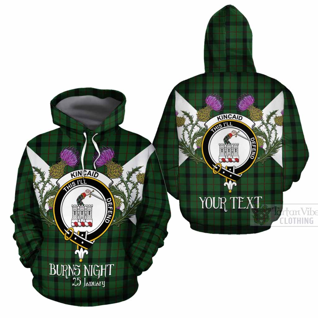 Kincaid Tartan Family Crest Cotton Hoodie Scottish Burns Night Thistle Floral