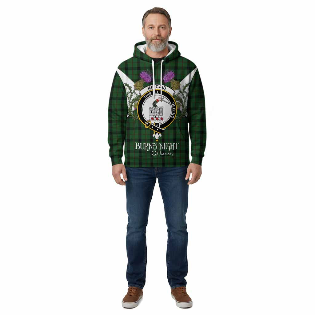 Kincaid Tartan Family Crest Cotton Hoodie Scottish Burns Night Thistle Floral