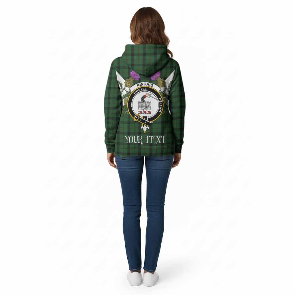 Kincaid Tartan Family Crest Cotton Hoodie Scottish Burns Night Thistle Floral