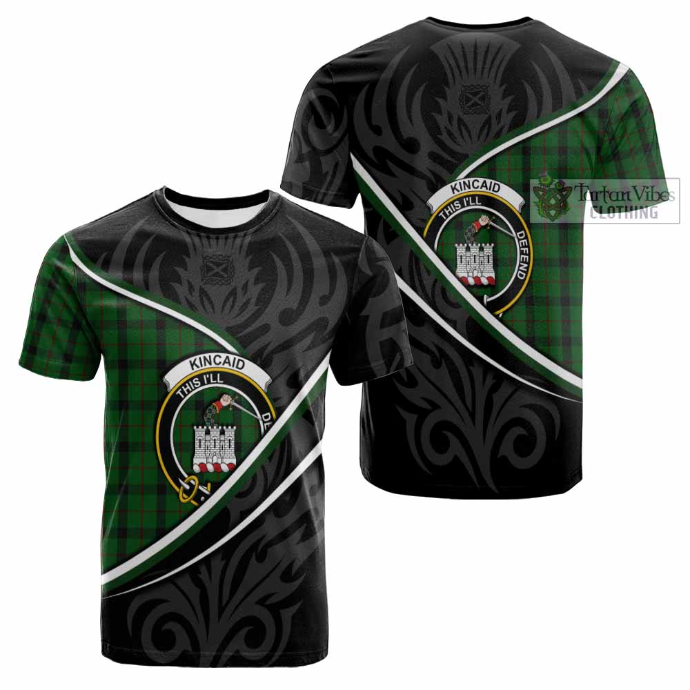 Kincaid Tartan Family Crest Cotton T-shirt Celtic Scottish Thistle Floral - Tartan Vibes Clothing