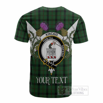 Kincaid Tartan Family Crest Cotton T-shirt Scottish Burns Night Thistle Floral