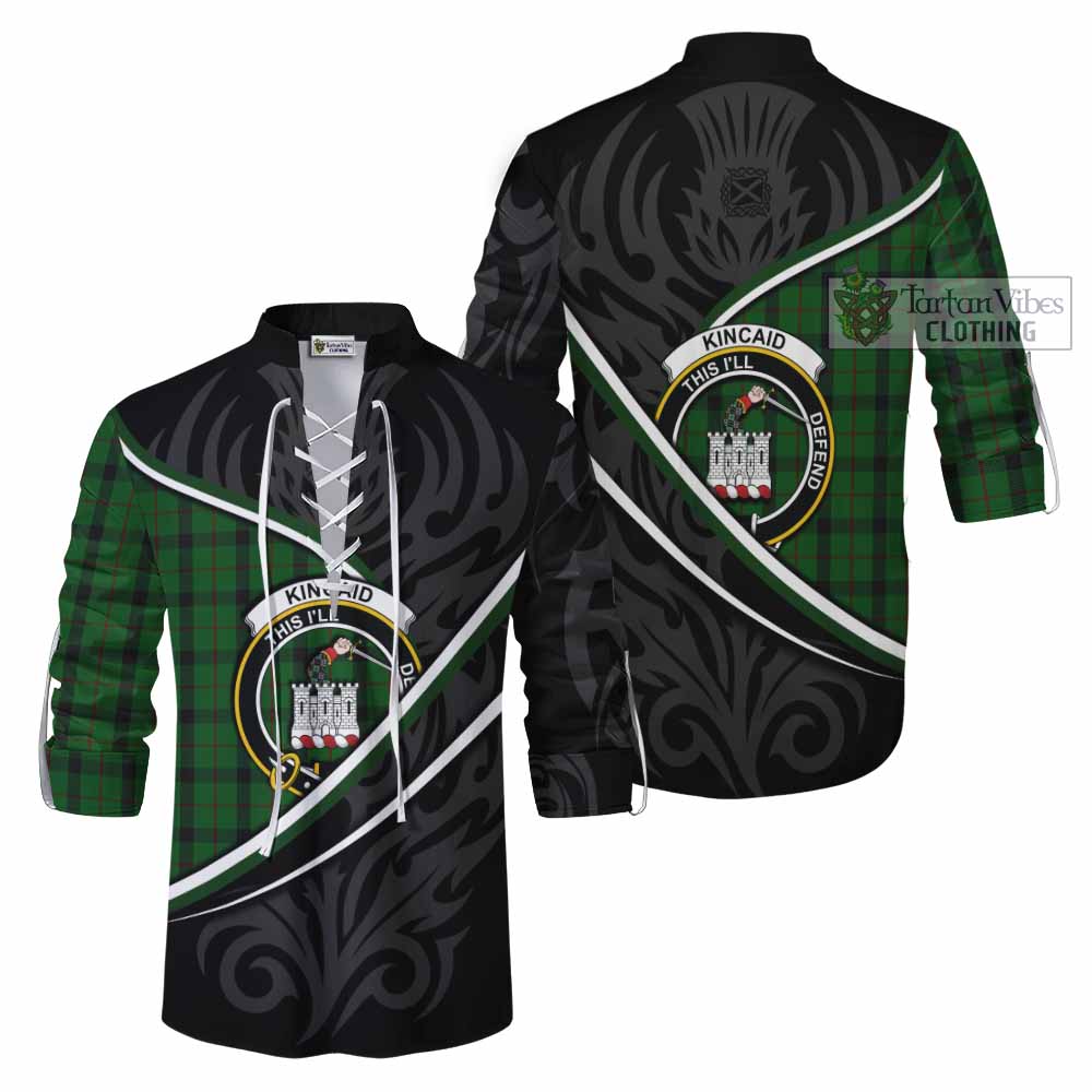 Kincaid Tartan Family Crest Ghillie Kilt Shirt Celtic Scottish Thistle Floral - Tartan Vibes Clothing