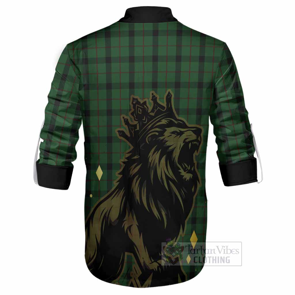 Kincaid Tartan Family Crest Ghillie Shirt Crowned Lion Roaring