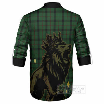 Kincaid Tartan Family Crest Ghillie Shirt Crowned Lion Roaring