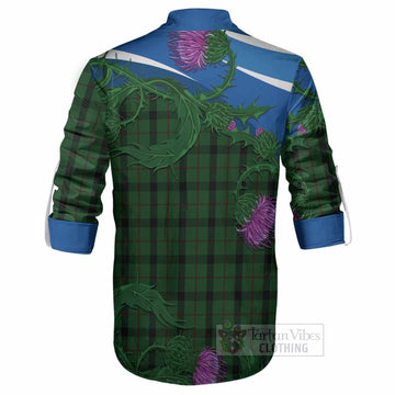 Kincaid Tartan Family Crest Ghillie Shirt Thistle in Minimalism