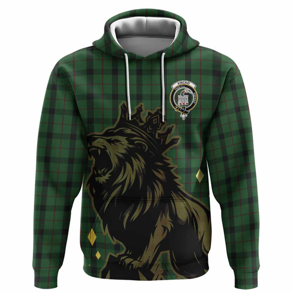 Kincaid Tartan Family Crest Hoodie Crowned Lion Roaring