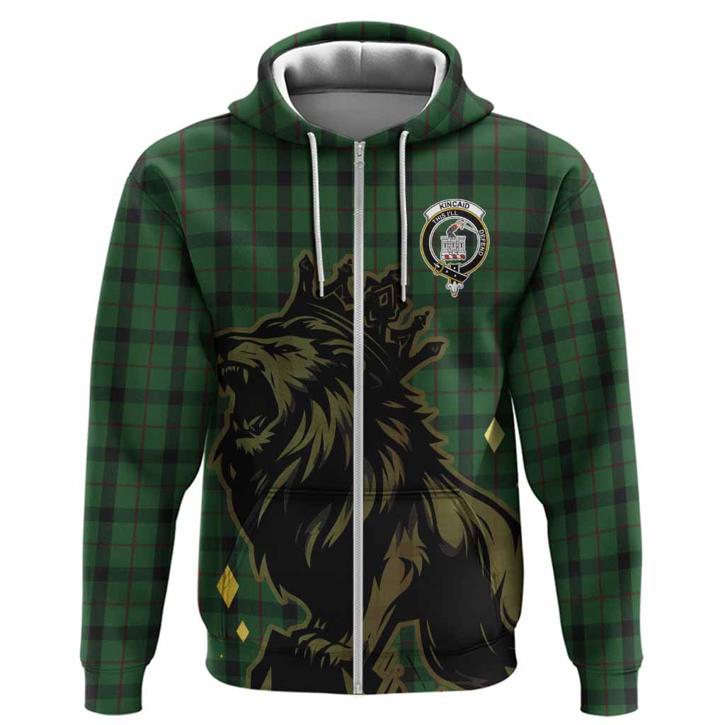 Kincaid Tartan Family Crest Hoodie Crowned Lion Roaring