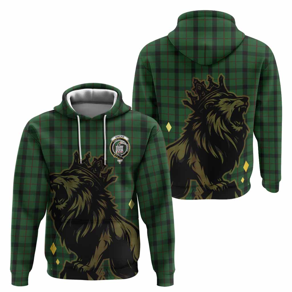 Kincaid Tartan Family Crest Hoodie Crowned Lion Roaring