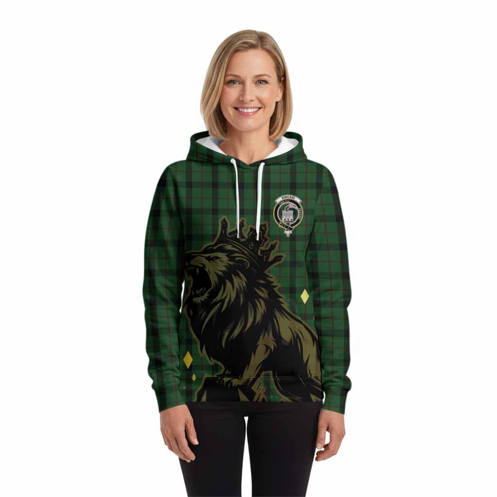 Kincaid Tartan Family Crest Hoodie Crowned Lion Roaring