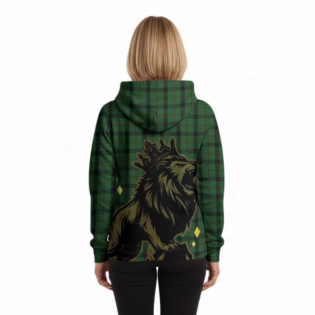 Kincaid Tartan Family Crest Hoodie Crowned Lion Roaring