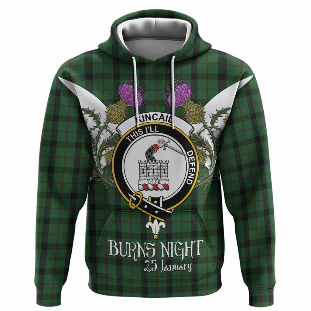 Kincaid Tartan Family Crest Hoodie Scottish Burns Night Thistle Floral