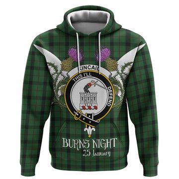 Kincaid Tartan Family Crest Hoodie Scottish Burns Night Thistle Floral