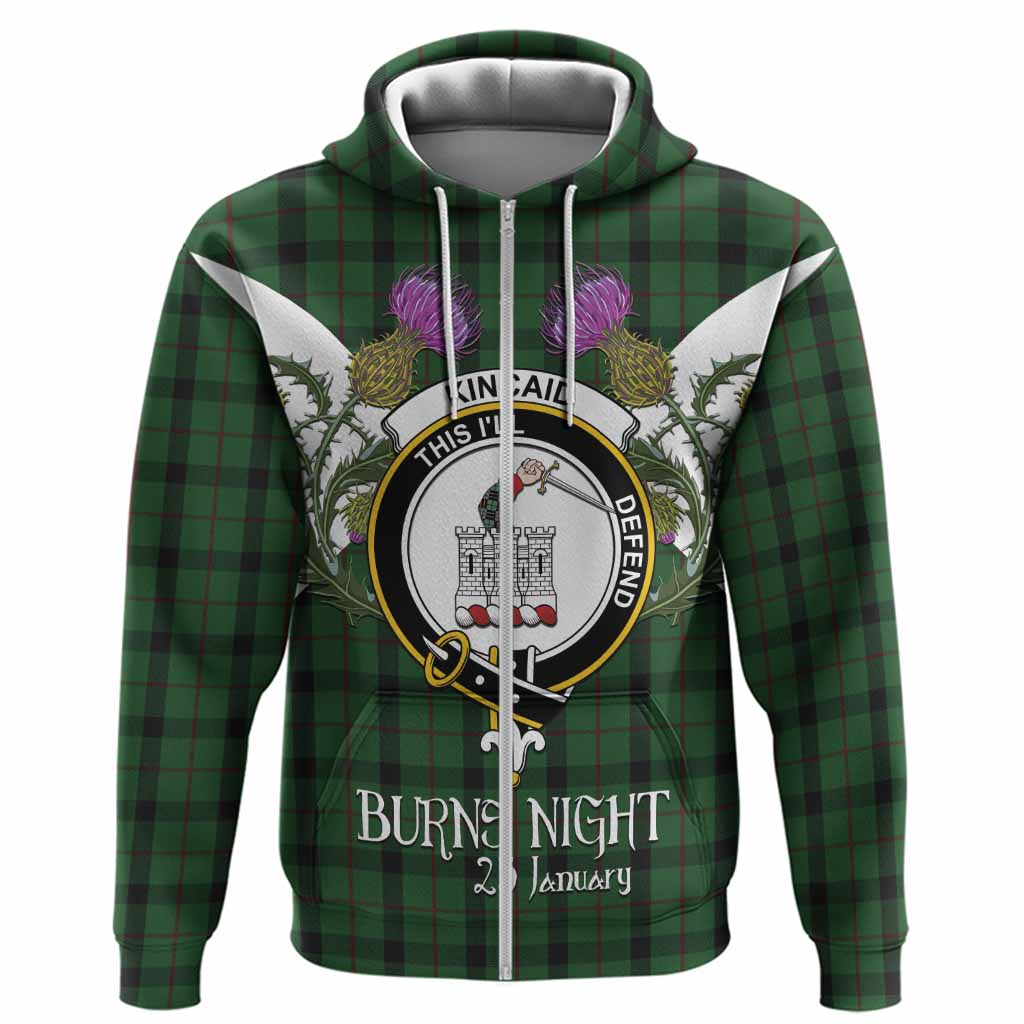 Kincaid Tartan Family Crest Hoodie Scottish Burns Night Thistle Floral