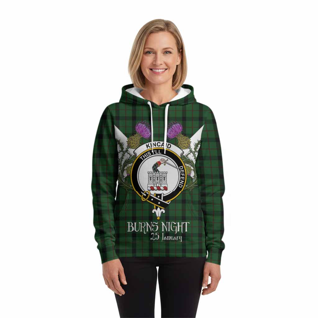 Kincaid Tartan Family Crest Hoodie Scottish Burns Night Thistle Floral