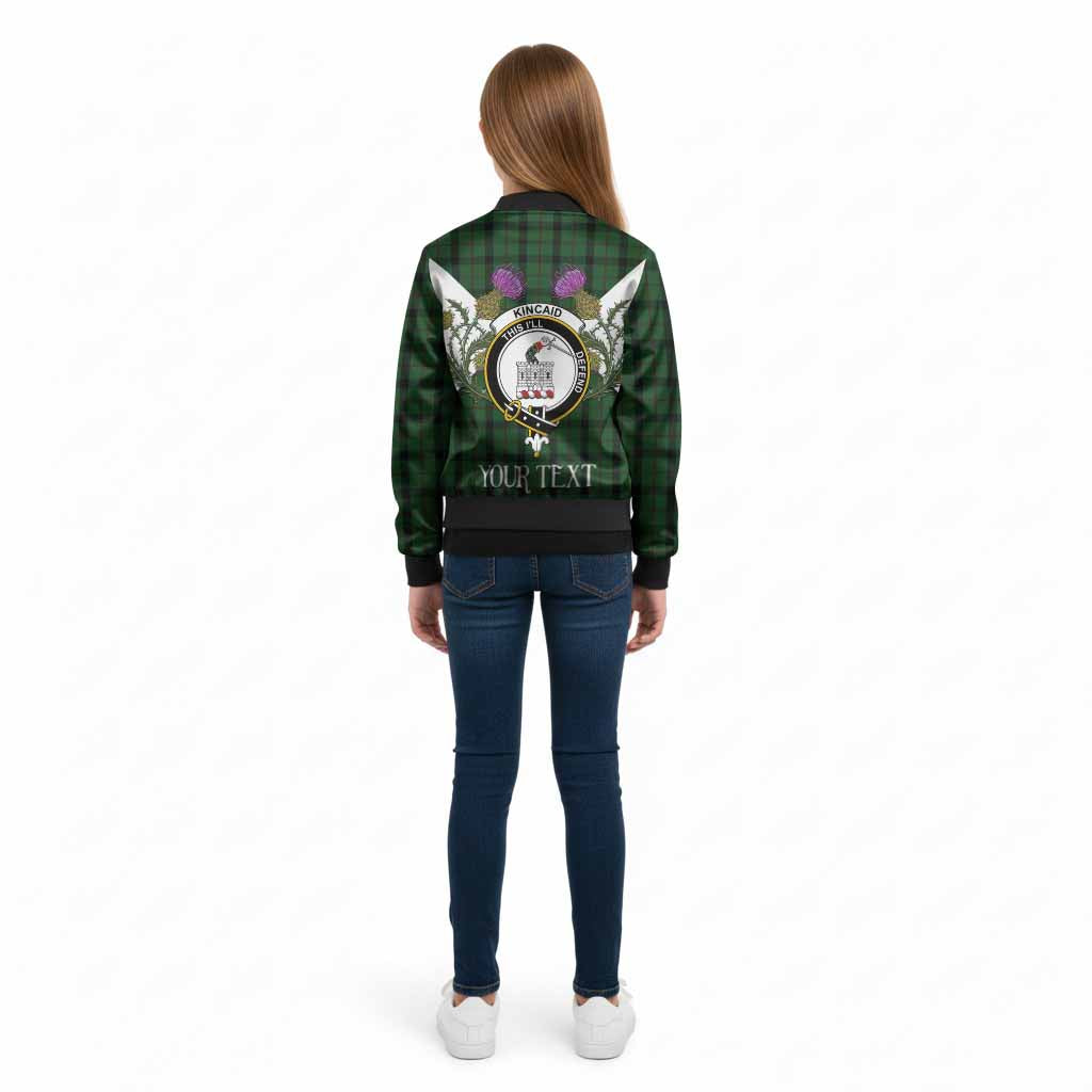 Kincaid Tartan Family Crest Kid Bomber Jacket Scottish Burns Night Thistle Floral