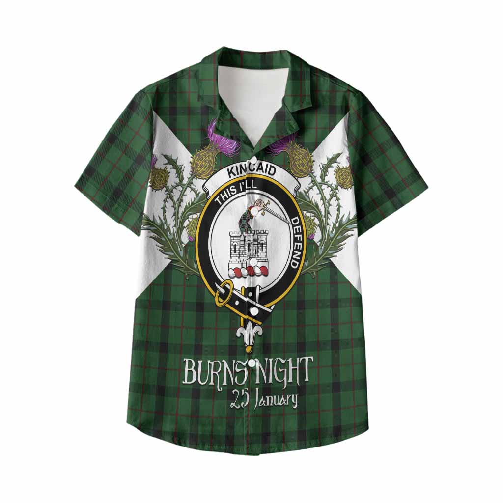 Kincaid Tartan Family Crest Kid Hawaiian Shirt Scottish Burns Night Thistle Floral