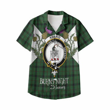 Kincaid Tartan Family Crest Kid Hawaiian Shirt Scottish Burns Night Thistle Floral