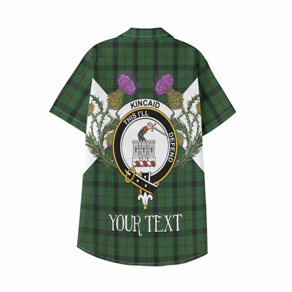 Kincaid Tartan Family Crest Kid Hawaiian Shirt Scottish Burns Night Thistle Floral