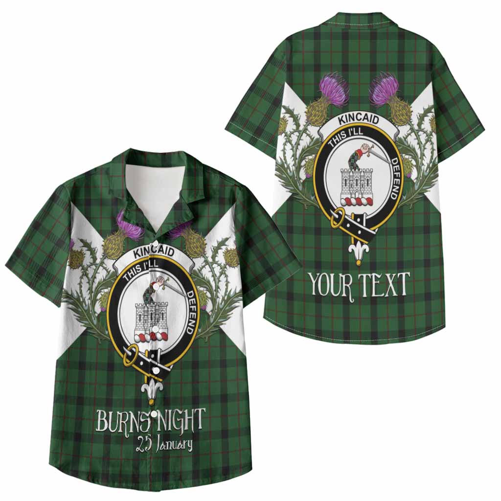 Kincaid Tartan Family Crest Kid Hawaiian Shirt Scottish Burns Night Thistle Floral