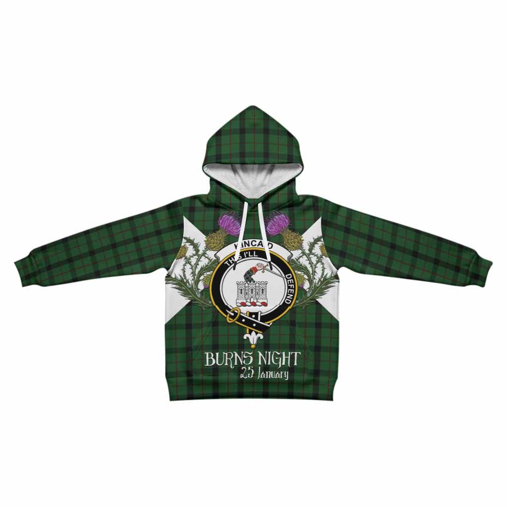 Kincaid Tartan Family Crest Kid Hoodie Scottish Burns Night Thistle Floral