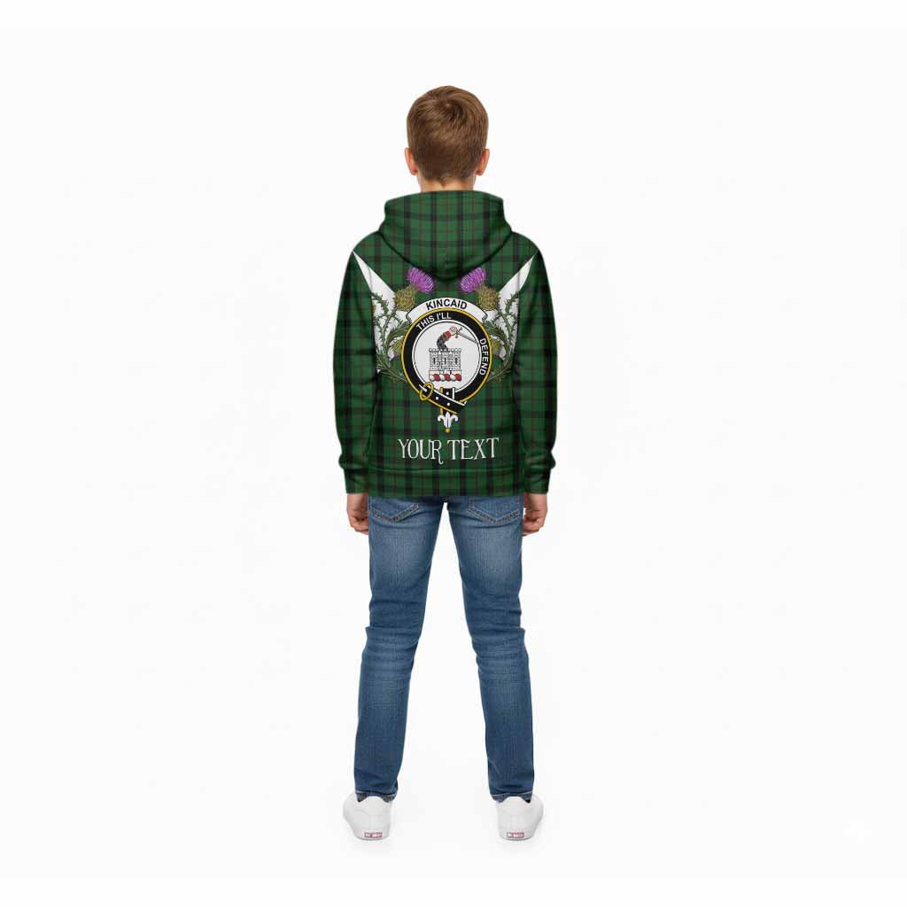 Kincaid Tartan Family Crest Kid Hoodie Scottish Burns Night Thistle Floral