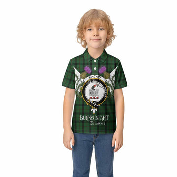 Kincaid Tartan Family Crest Kid Polo Shirt Scottish Burns Night Thistle Floral