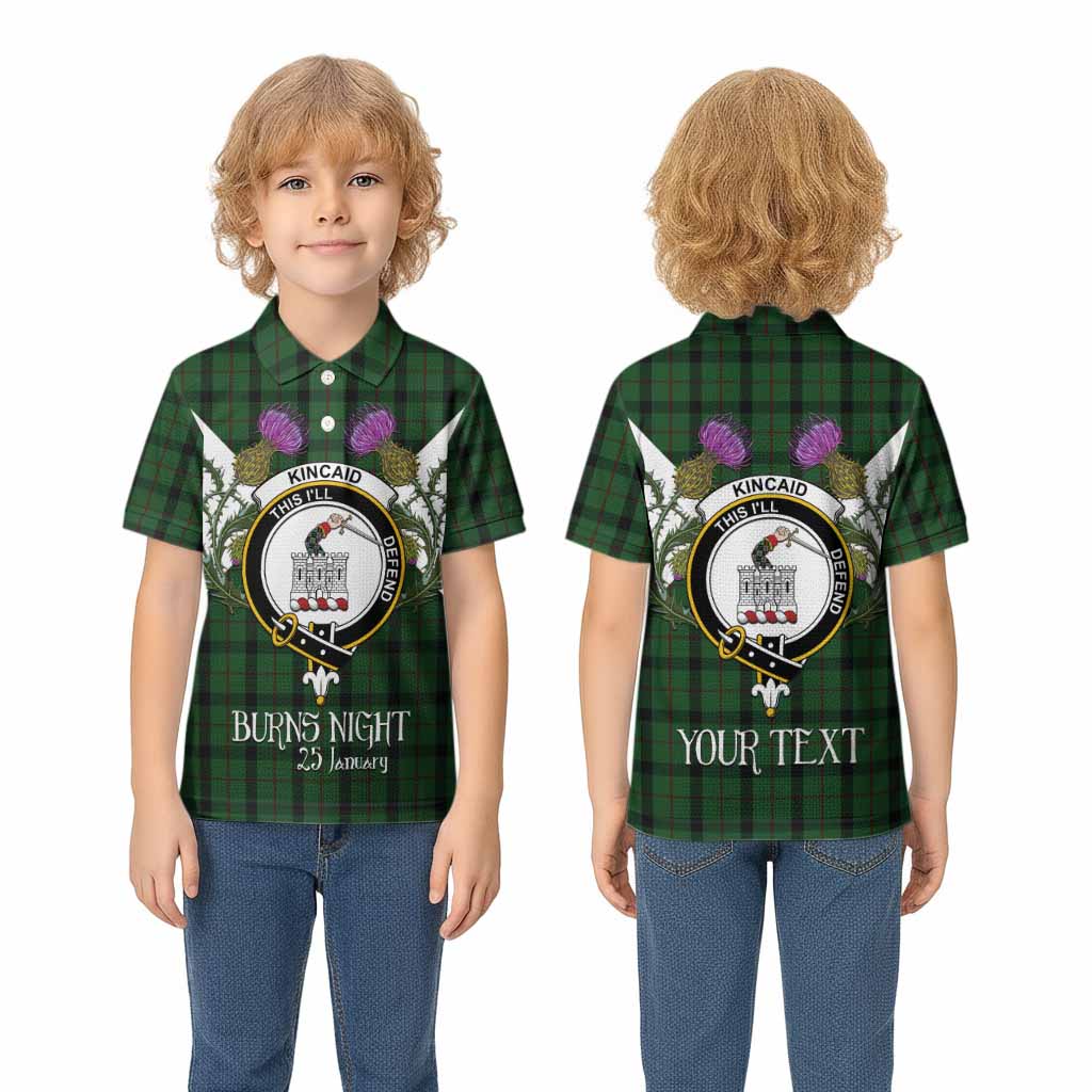 Kincaid Tartan Family Crest Kid Polo Shirt Scottish Burns Night Thistle Floral
