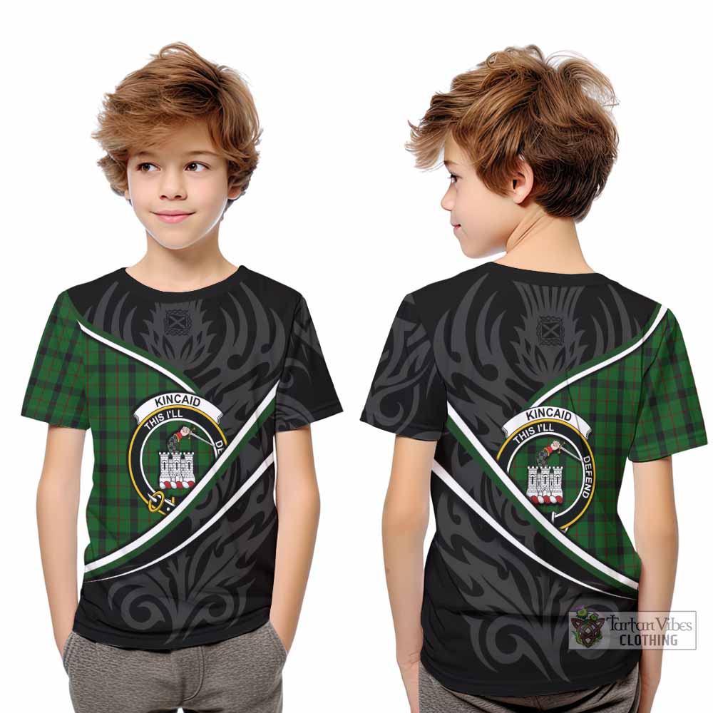 Kincaid Tartan Family Crest Kid T-shirt Celtic Scottish Thistle Floral - Tartan Vibes Clothing