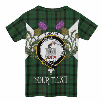 Kincaid Tartan Family Crest Kid T-shirt Scottish Burns Night Thistle Floral