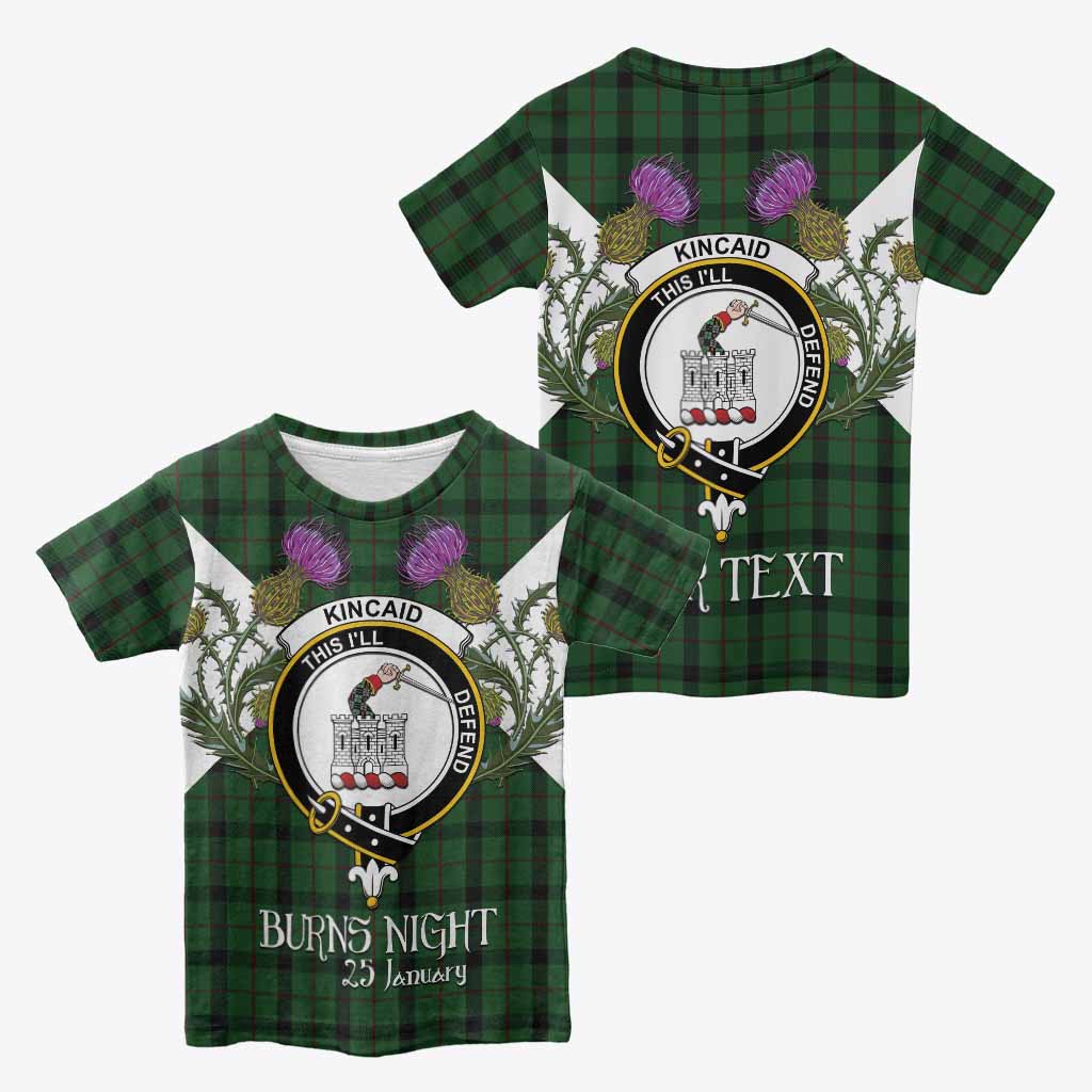 Kincaid Tartan Family Crest Kid T-shirt Scottish Burns Night Thistle Floral