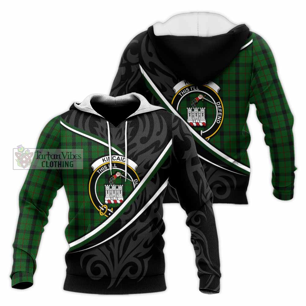 Kincaid Tartan Family Crest Knitted Hoodie Celtic Scottish Thistle Floral - Tartan Vibes Clothing