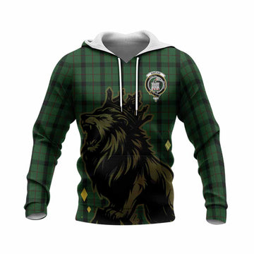 Kincaid Tartan Family Crest Knitted Hoodie Crowned Lion Roaring