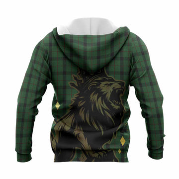 Kincaid Tartan Family Crest Knitted Hoodie Crowned Lion Roaring