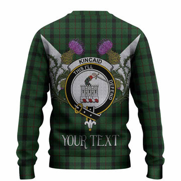 Kincaid Tartan Family Crest Knitted Sweater Scottish Burns Night Thistle Floral