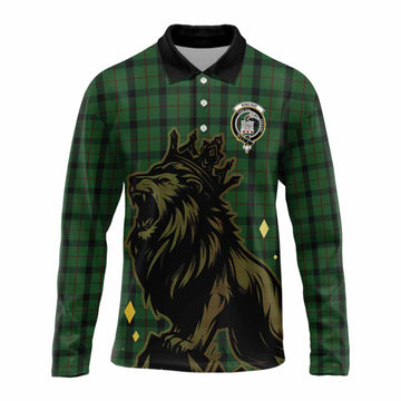 Kincaid Tartan Family Crest Long Sleeve Polo Shirt Crowned Lion Roaring