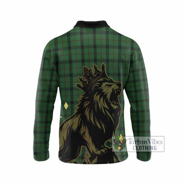 Kincaid Tartan Family Crest Long Sleeve Polo Shirt Crowned Lion Roaring