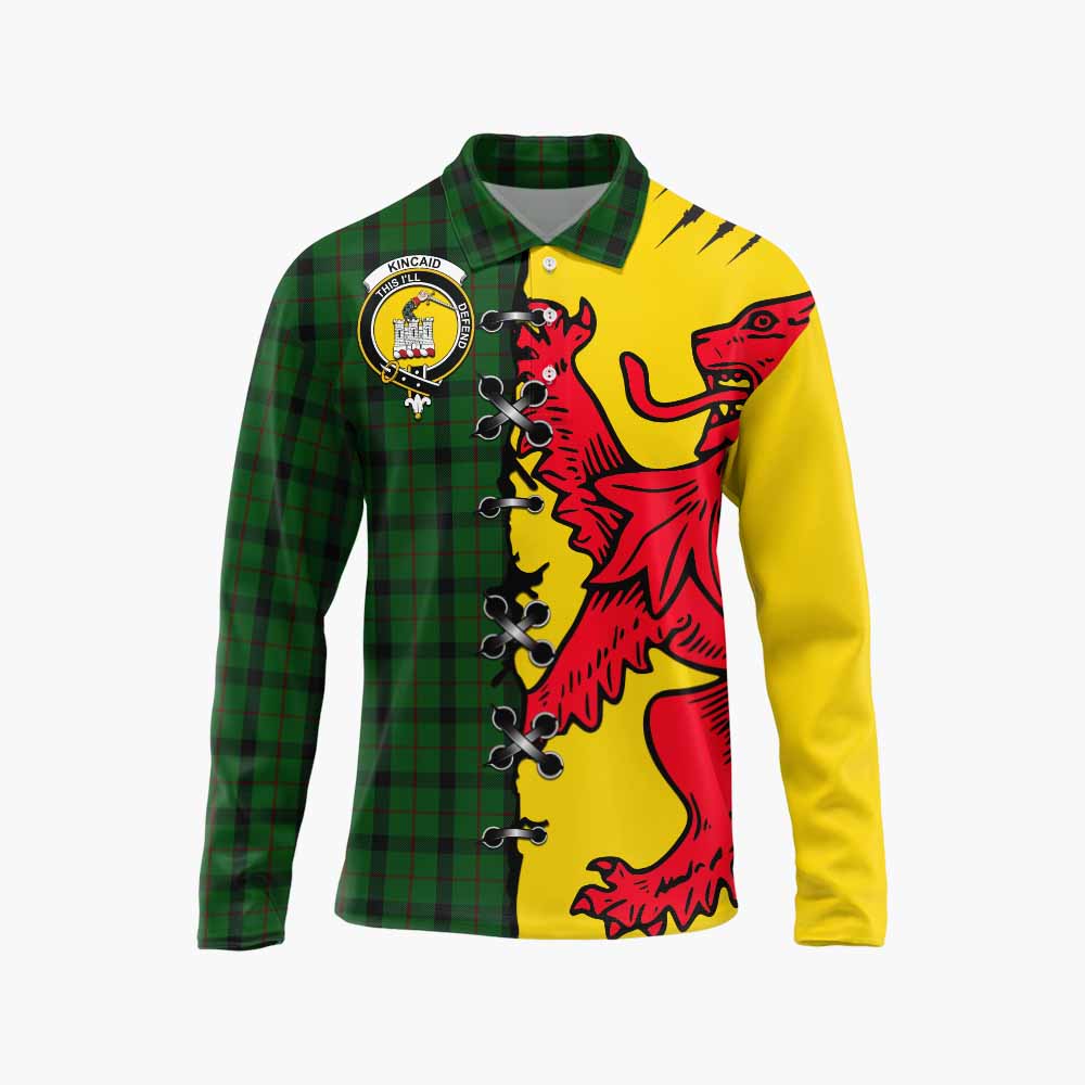 Kincaid Tartan Family Crest Long Sleeve Polo Shirt Lion Rampant Honor - Tartan Vibes Clothing