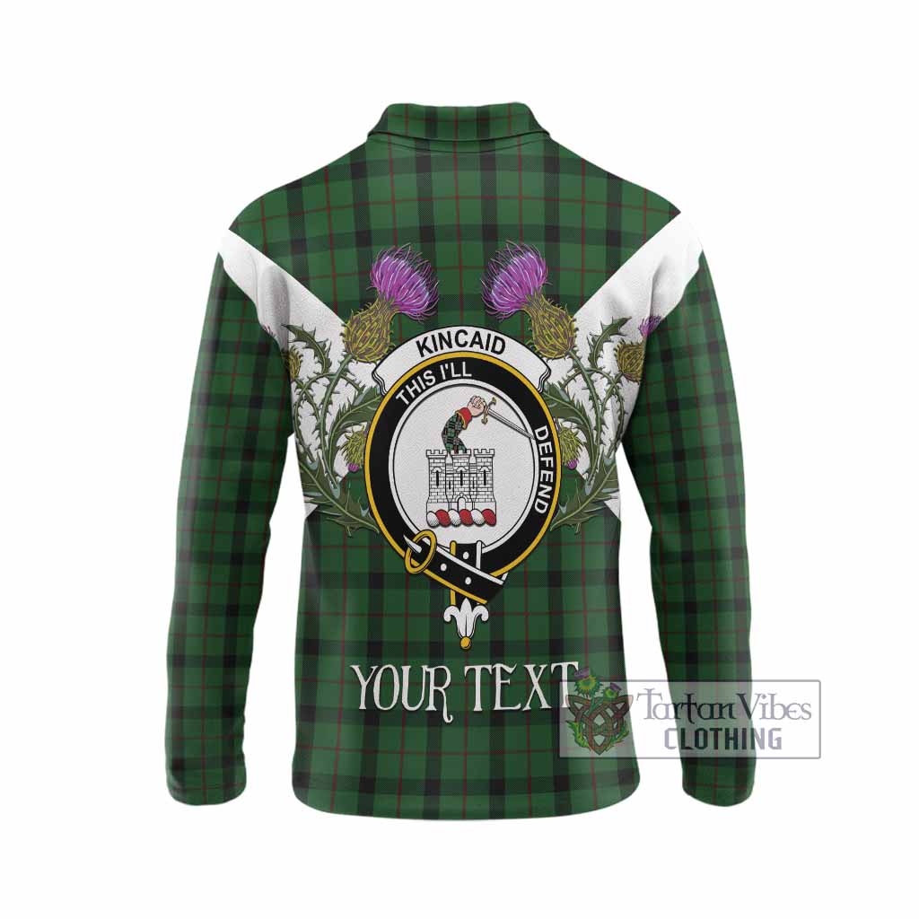Kincaid Tartan Family Crest Long Sleeve Polo Shirt Scottish Burns Night Thistle Floral