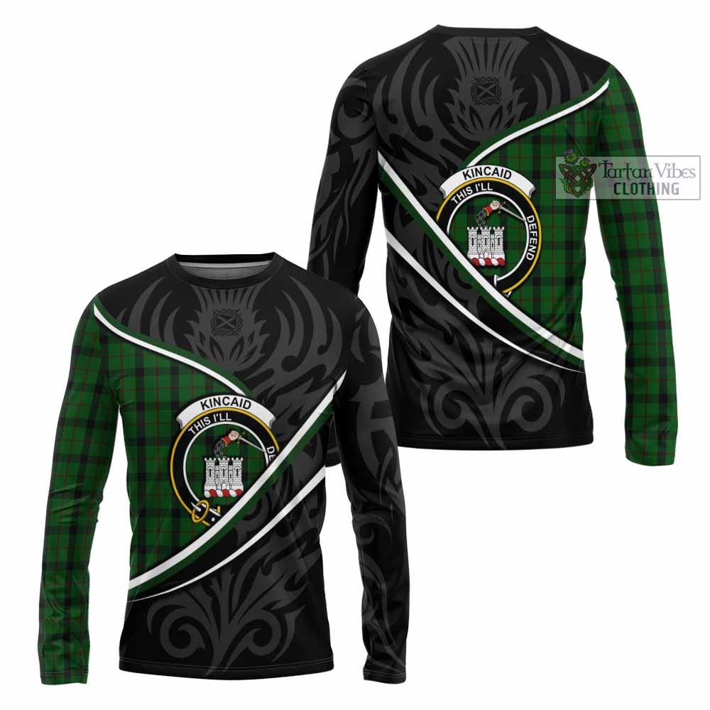 Kincaid Tartan Family Crest Long Sleeve T-Shirt Celtic Scottish Thistle Floral - Tartan Vibes Clothing