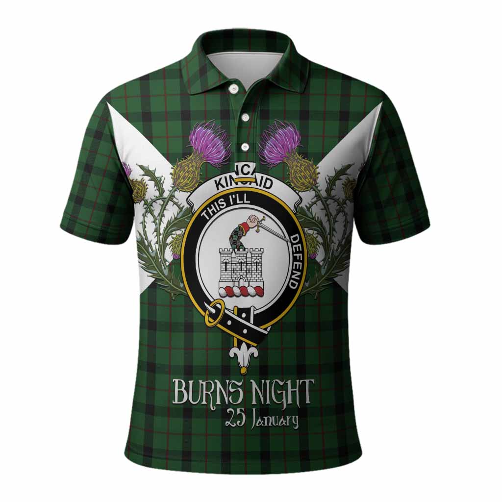 Kincaid Tartan Family Crest Polo Shirt Scottish Burns Night Thistle Floral