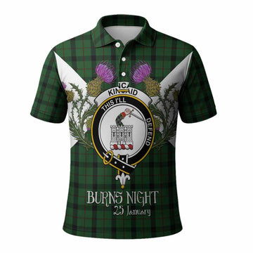 Kincaid Tartan Family Crest Polo Shirt Scottish Burns Night Thistle Floral
