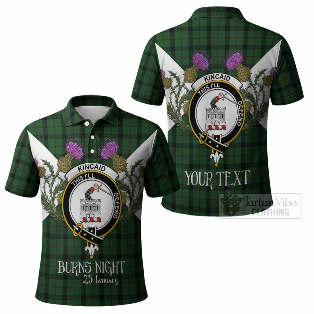 Kincaid Tartan Family Crest Polo Shirt Scottish Burns Night Thistle Floral