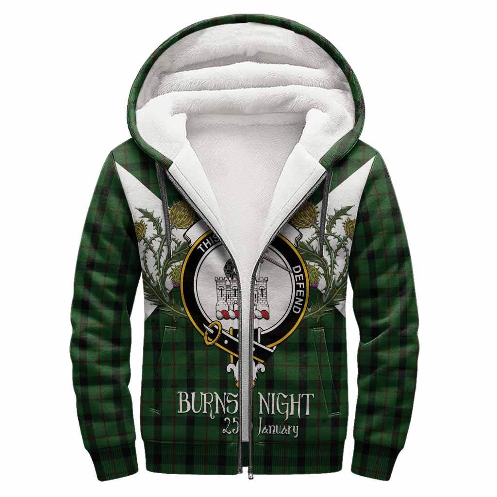 Kincaid Tartan Family Crest Sherpa Hoodie Scottish Burns Night Thistle Floral