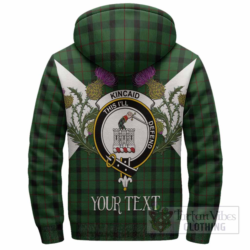 Kincaid Tartan Family Crest Sherpa Hoodie Scottish Burns Night Thistle Floral