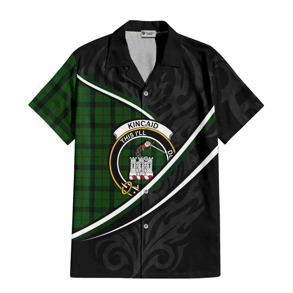 Kincaid Tartan Family Crest Short Sleeve Button Shirt Celtic Scottish Thistle Floral - Tartan Vibes Clothing