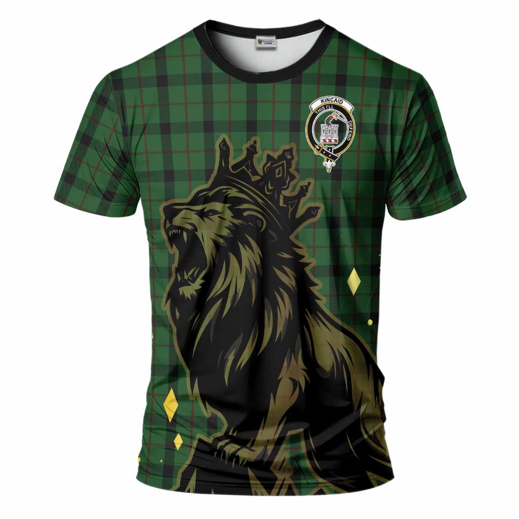 Kincaid Tartan Family Crest T-Shirt Crowned Lion Roaring