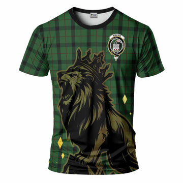 Kincaid Tartan Family Crest T-Shirt Crowned Lion Roaring